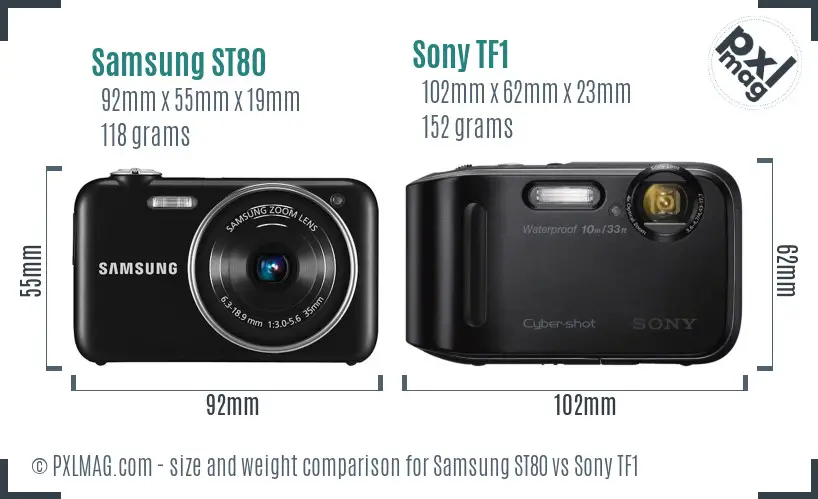 Samsung ST80 vs Sony TF1 size comparison
