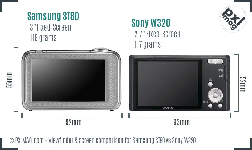 Samsung ST80 vs Sony W320 Screen and Viewfinder comparison