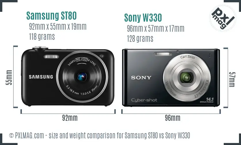 Samsung ST80 vs Sony W330 size comparison