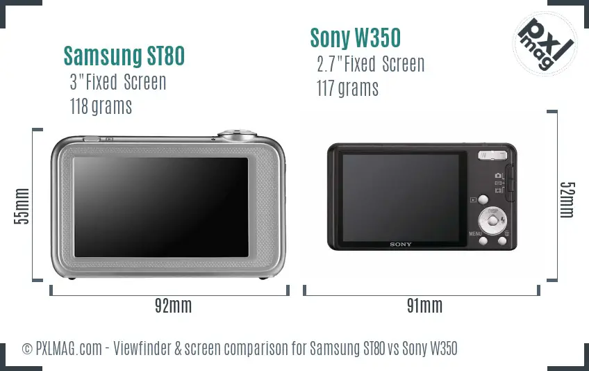 Samsung ST80 vs Sony W350 Screen and Viewfinder comparison Samsung ST80 vs Sony W350 Screen and Viewfinder comparison