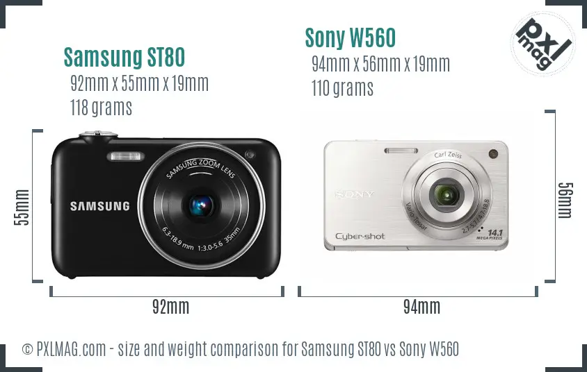 Samsung ST80 vs Sony W560 size comparison