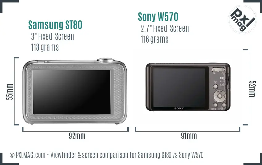 Samsung ST80 vs Sony W570 Screen and Viewfinder comparison