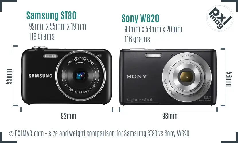 Samsung ST80 vs Sony W620 size comparison