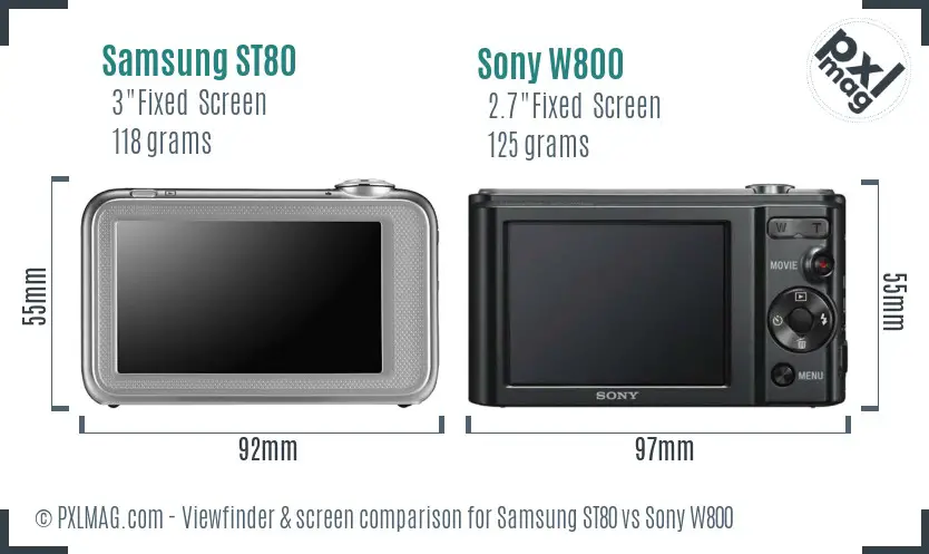 Samsung ST80 vs Sony W800 Screen and Viewfinder comparison