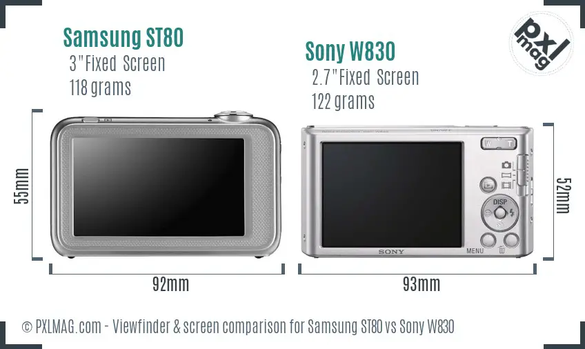 Samsung ST80 vs Sony W830 Screen and Viewfinder comparison Samsung ST80 vs Sony W830 Screen and Viewfinder comparison