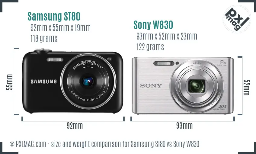 Samsung ST80 vs Sony W830 size comparison Samsung ST80 vs Sony W830 size comparison