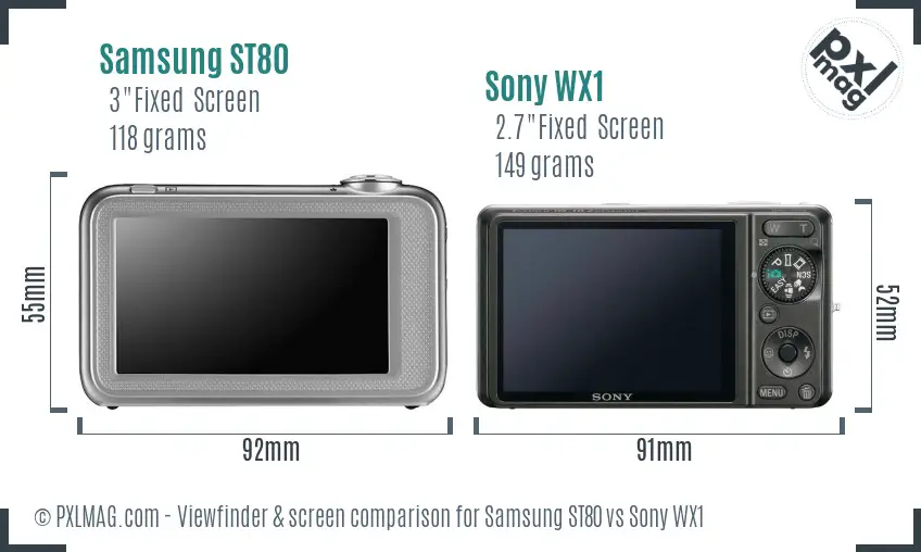 Samsung ST80 vs Sony WX1 Screen and Viewfinder comparison