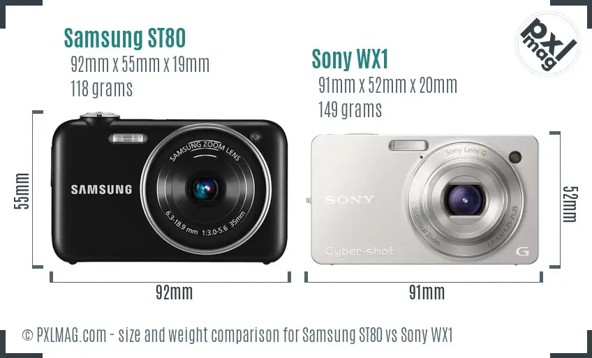Samsung ST80 vs Sony WX1 size comparison