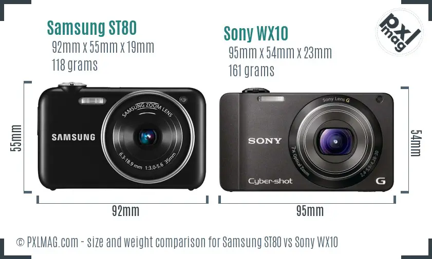 Samsung ST80 vs Sony WX10 size comparison