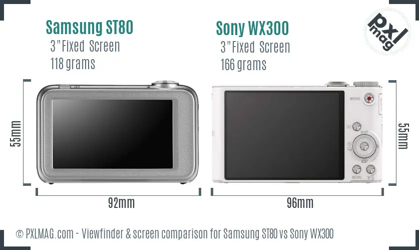 Samsung ST80 vs Sony WX300 Screen and Viewfinder comparison