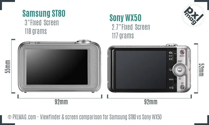 Samsung ST80 vs Sony WX50 Screen and Viewfinder comparison Samsung ST80 vs Sony WX50 Screen and Viewfinder comparison