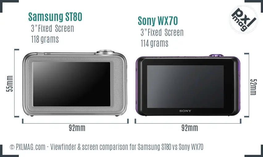 Samsung ST80 vs Sony WX70 Screen and Viewfinder comparison Samsung ST80 vs Sony WX70 Screen and Viewfinder comparison
