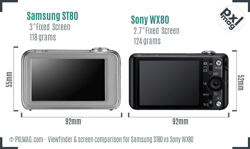Samsung ST80 vs Sony WX80 Screen and Viewfinder comparison Samsung ST80 vs Sony WX80 Screen and Viewfinder comparison
