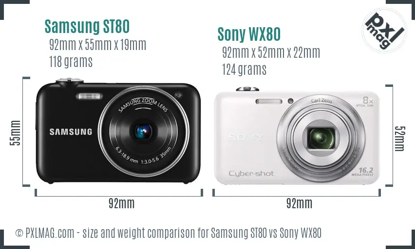 Samsung ST80 vs Sony WX80 size comparison Samsung ST80 vs Sony WX80 size comparison