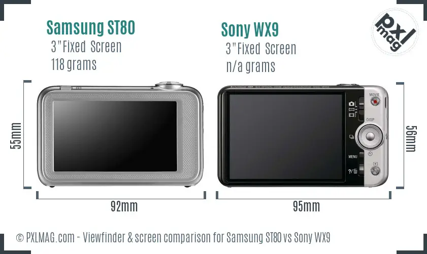 Samsung ST80 vs Sony WX9 Screen and Viewfinder comparison