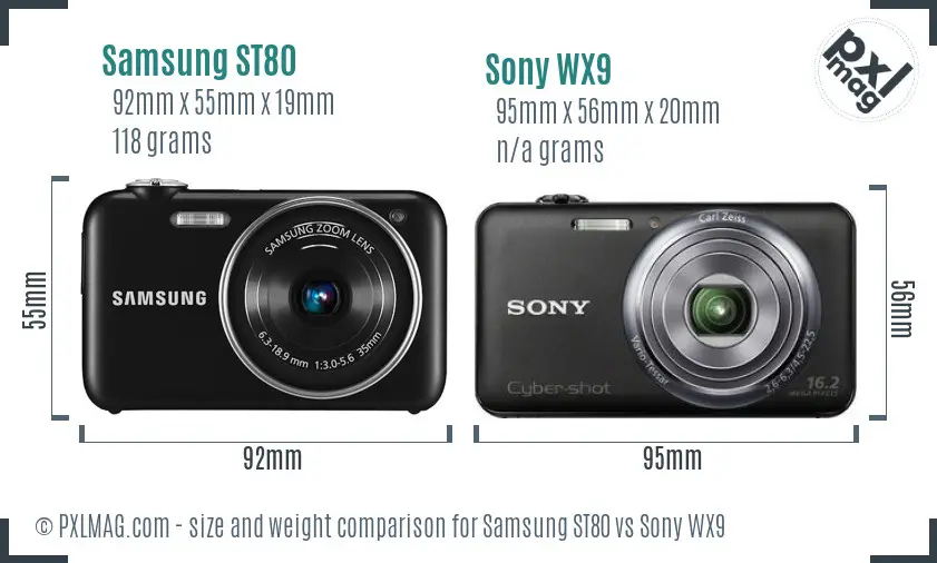 Samsung ST80 vs Sony WX9 size comparison