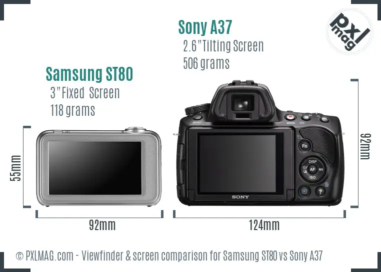 Samsung ST80 vs Sony A37 Screen and Viewfinder comparison