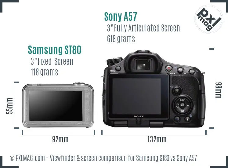 Samsung ST80 vs Sony A57 Screen and Viewfinder comparison Samsung ST80 vs Sony A57 Screen and Viewfinder comparison