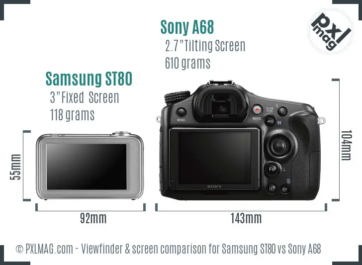 Samsung ST80 vs Sony A68 Screen and Viewfinder comparison