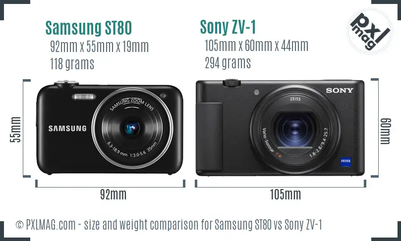 Samsung ST80 vs Sony ZV-1 size comparison