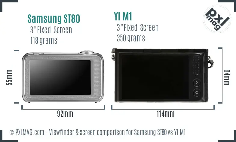 Samsung ST80 vs YI M1 Screen and Viewfinder comparison