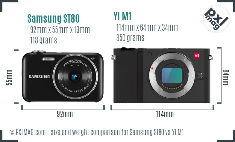 Samsung ST80 vs YI M1 size comparison