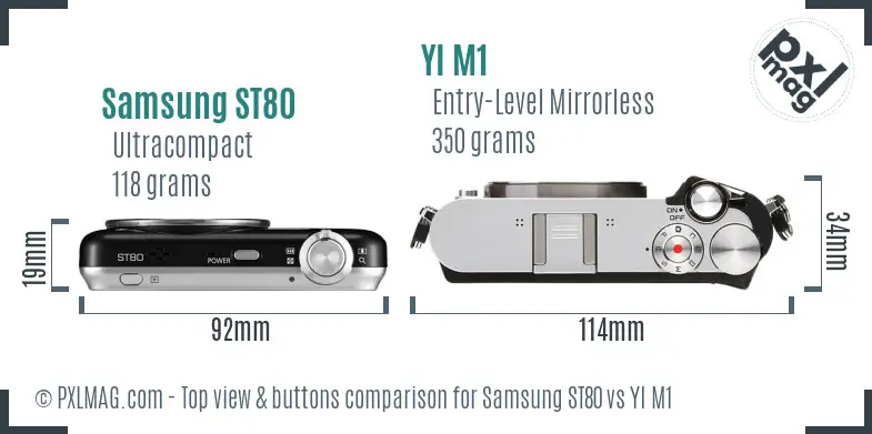 Samsung ST80 vs YI M1 top view buttons comparison