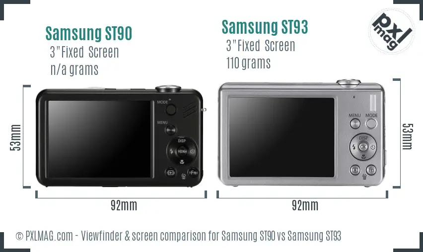 Samsung ST90 vs Samsung ST93 Screen and Viewfinder comparison