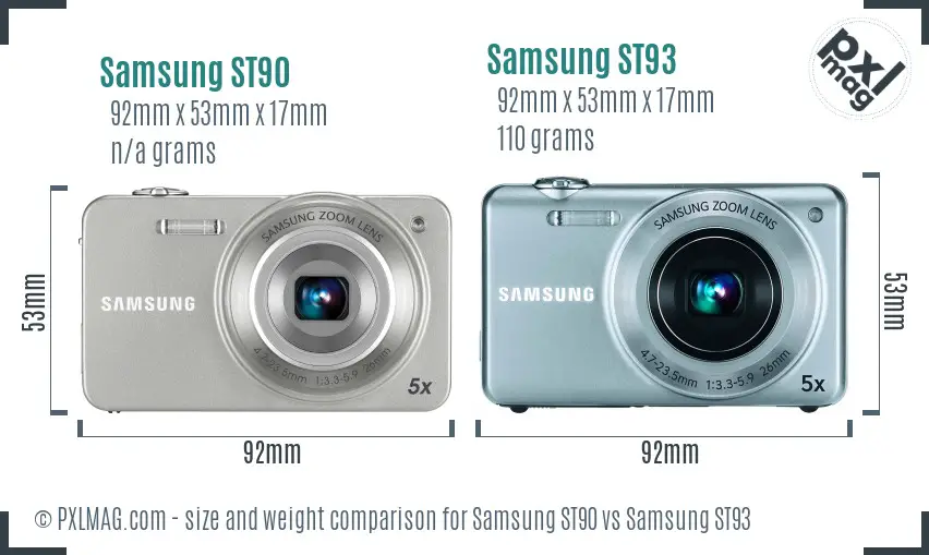 Samsung ST90 vs Samsung ST93 size comparison