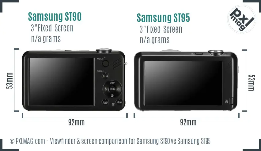 Samsung ST90 vs Samsung ST95 Screen and Viewfinder comparison