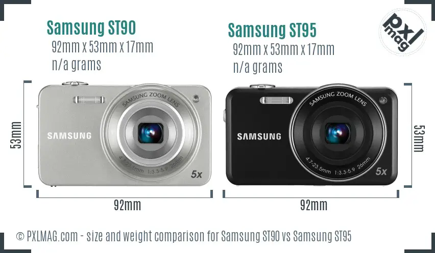 Samsung ST90 vs Samsung ST95 size comparison