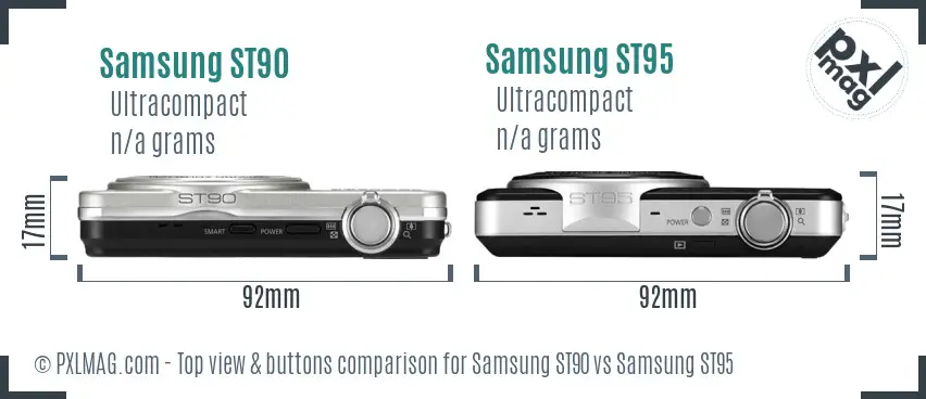 Samsung ST90 vs Samsung ST95 top view buttons comparison