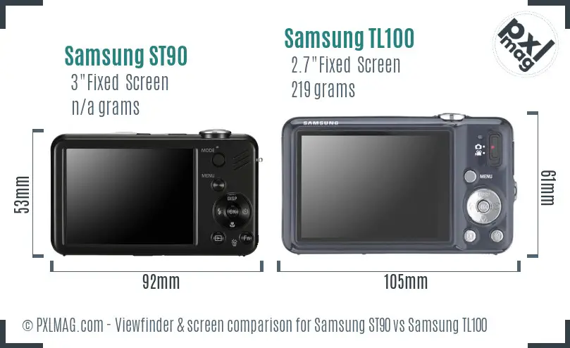 Samsung ST90 vs Samsung TL100 Screen and Viewfinder comparison
