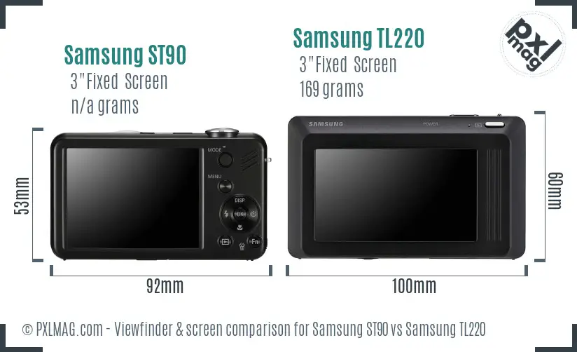 Samsung ST90 vs Samsung TL220 Screen and Viewfinder comparison