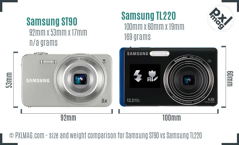 Samsung ST90 vs Samsung TL220 size comparison