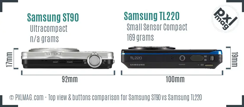 Samsung ST90 vs Samsung TL220 top view buttons comparison