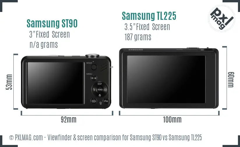 Samsung ST90 vs Samsung TL225 Screen and Viewfinder comparison