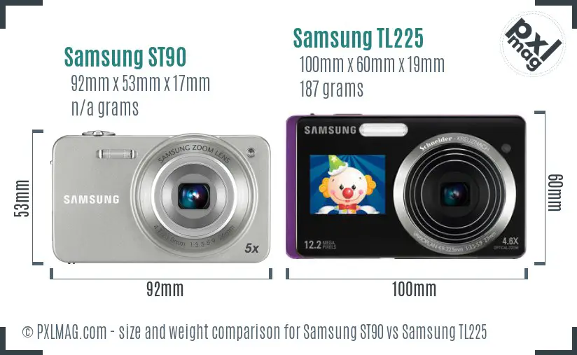 Samsung ST90 vs Samsung TL225 size comparison