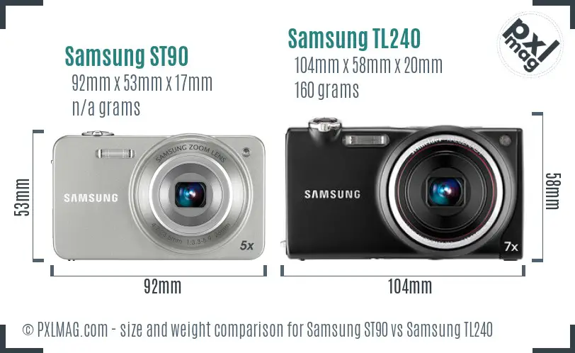 Samsung ST90 vs Samsung TL240 size comparison