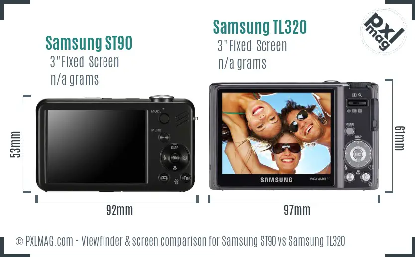 Samsung ST90 vs Samsung TL320 Screen and Viewfinder comparison