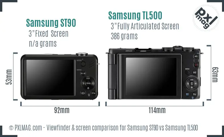 Samsung ST90 vs Samsung TL500 Screen and Viewfinder comparison