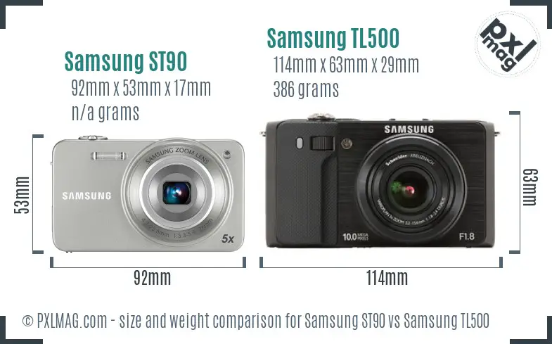 Samsung ST90 vs Samsung TL500 size comparison