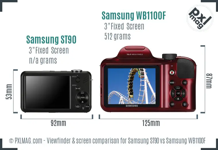 Samsung ST90 vs Samsung WB1100F Screen and Viewfinder comparison