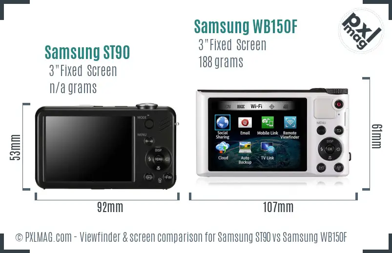 Samsung ST90 vs Samsung WB150F Screen and Viewfinder comparison