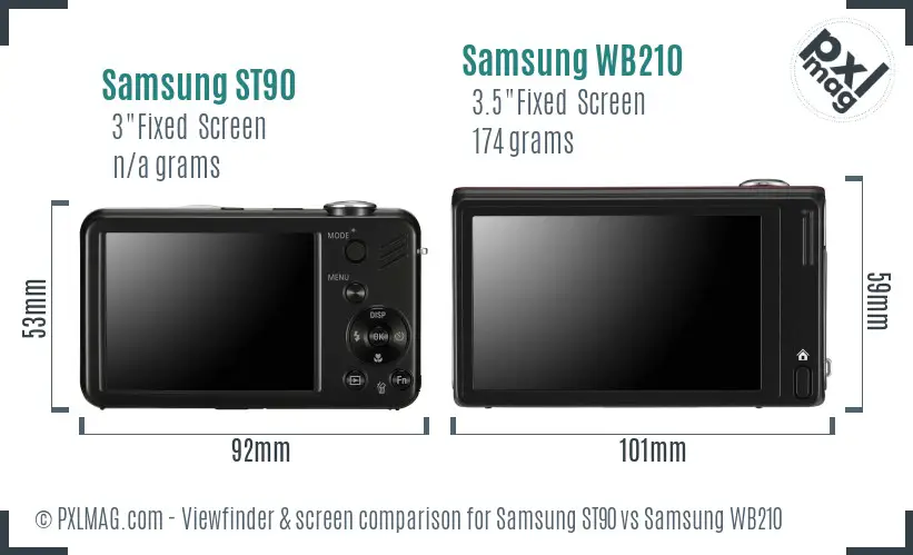 Samsung ST90 vs Samsung WB210 Screen and Viewfinder comparison