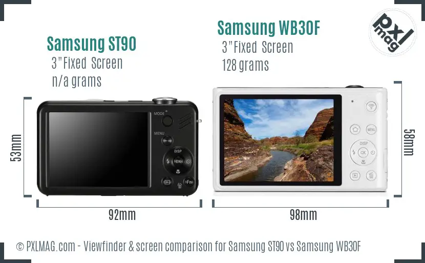 Samsung ST90 vs Samsung WB30F Screen and Viewfinder comparison