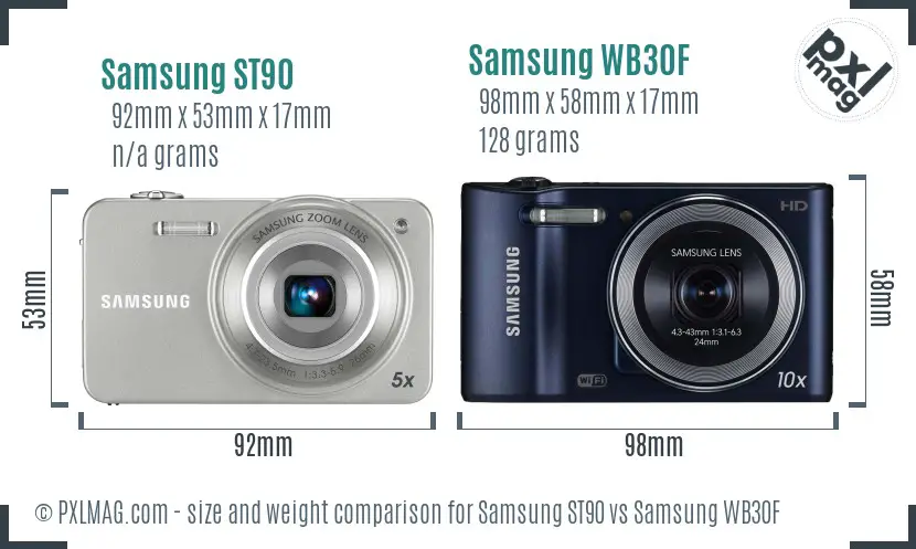 Samsung ST90 vs Samsung WB30F size comparison