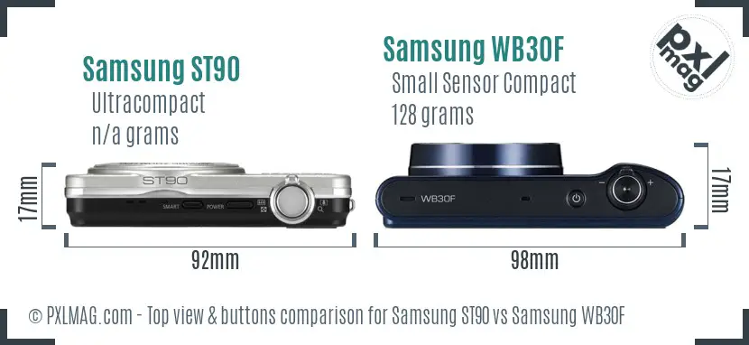 Samsung ST90 vs Samsung WB30F top view buttons comparison