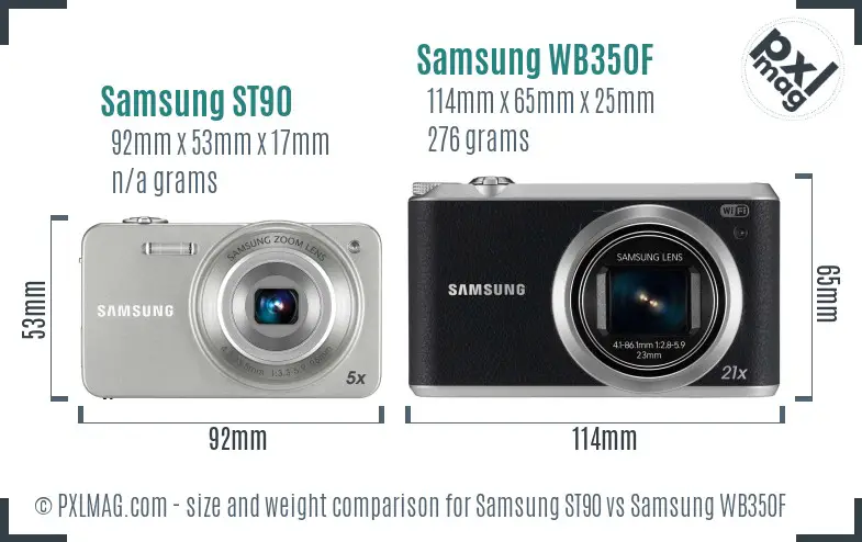 Samsung ST90 vs Samsung WB350F size comparison