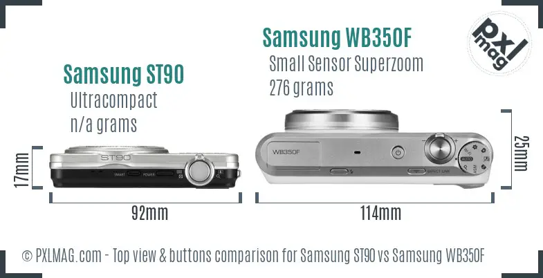 Samsung ST90 vs Samsung WB350F top view buttons comparison